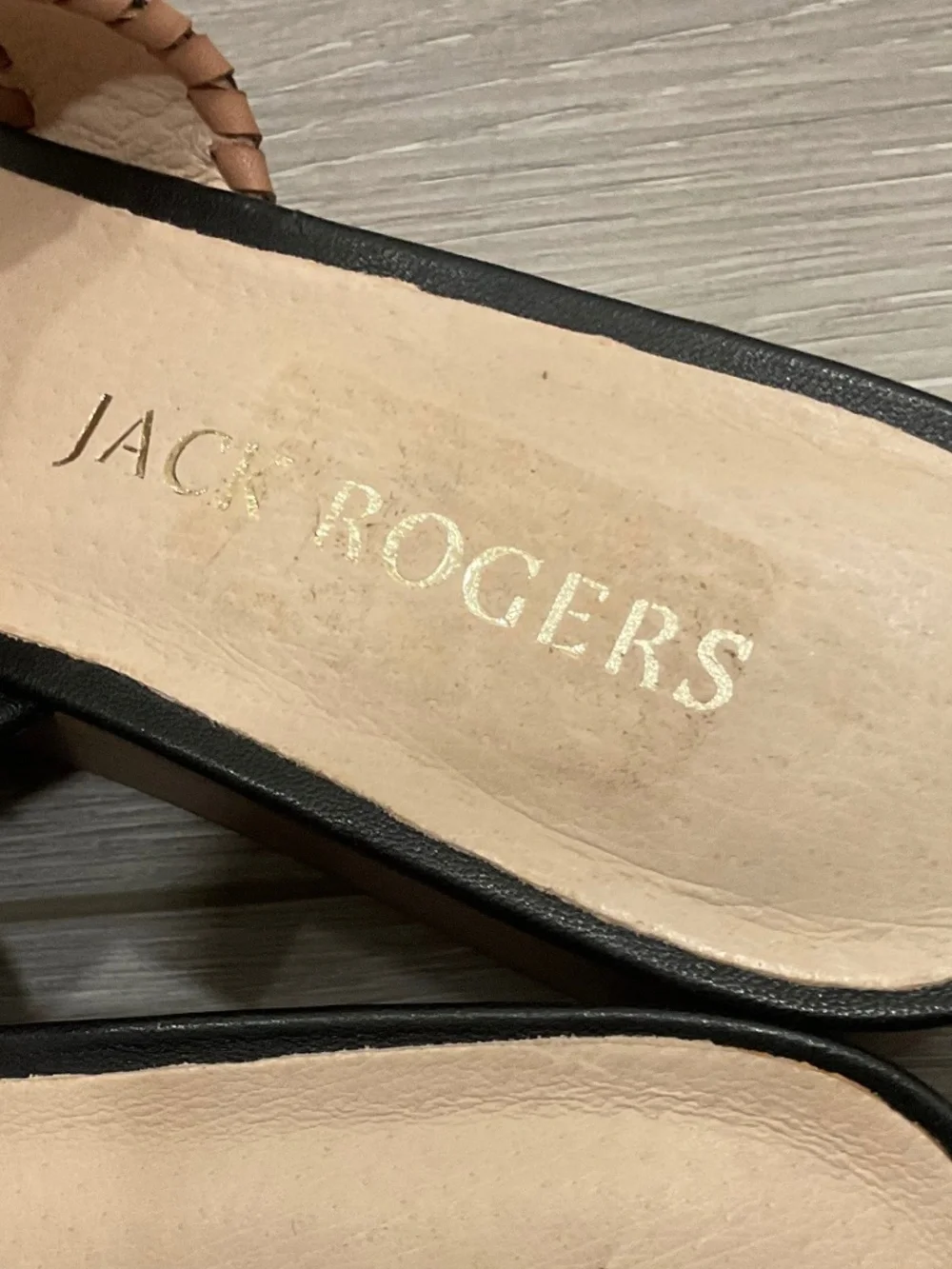 JACK ROGERS Jack’s Mid Wedge Platform Thong Sandal Black/Cafe Au Lait Sz 9.5 NEW
